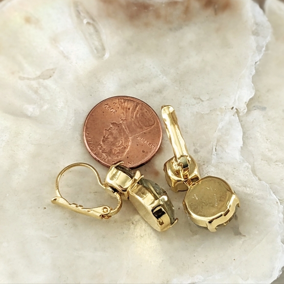 16.6 Total Carats Green Amethyst Prasiolite In 2 Set 18k Gold Plated Earrings - Picture 5 of 5